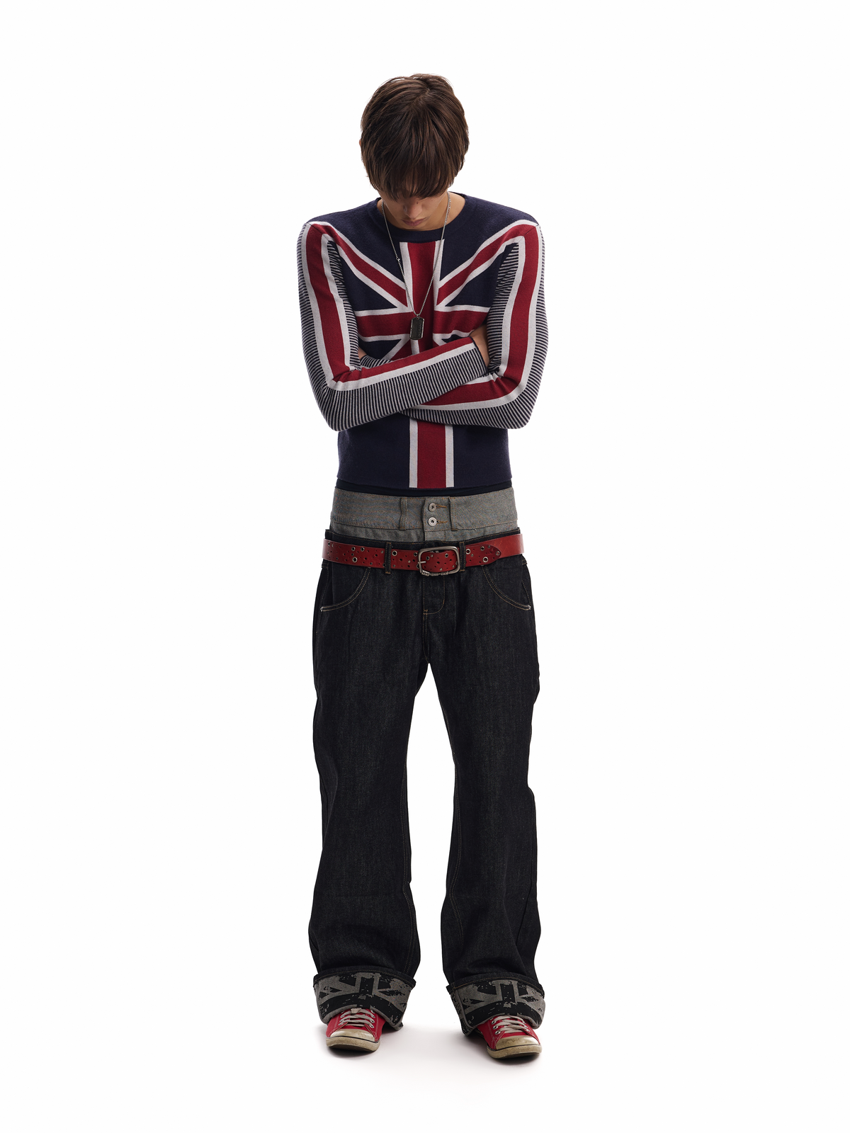 UNION RAG NAVY PATCHWORK SWEATER