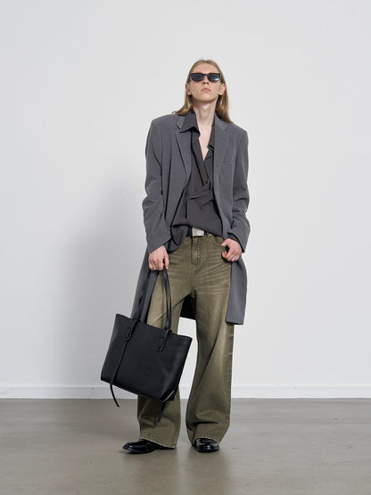 SAND BROWN STRAIGHT DENIM PANTS