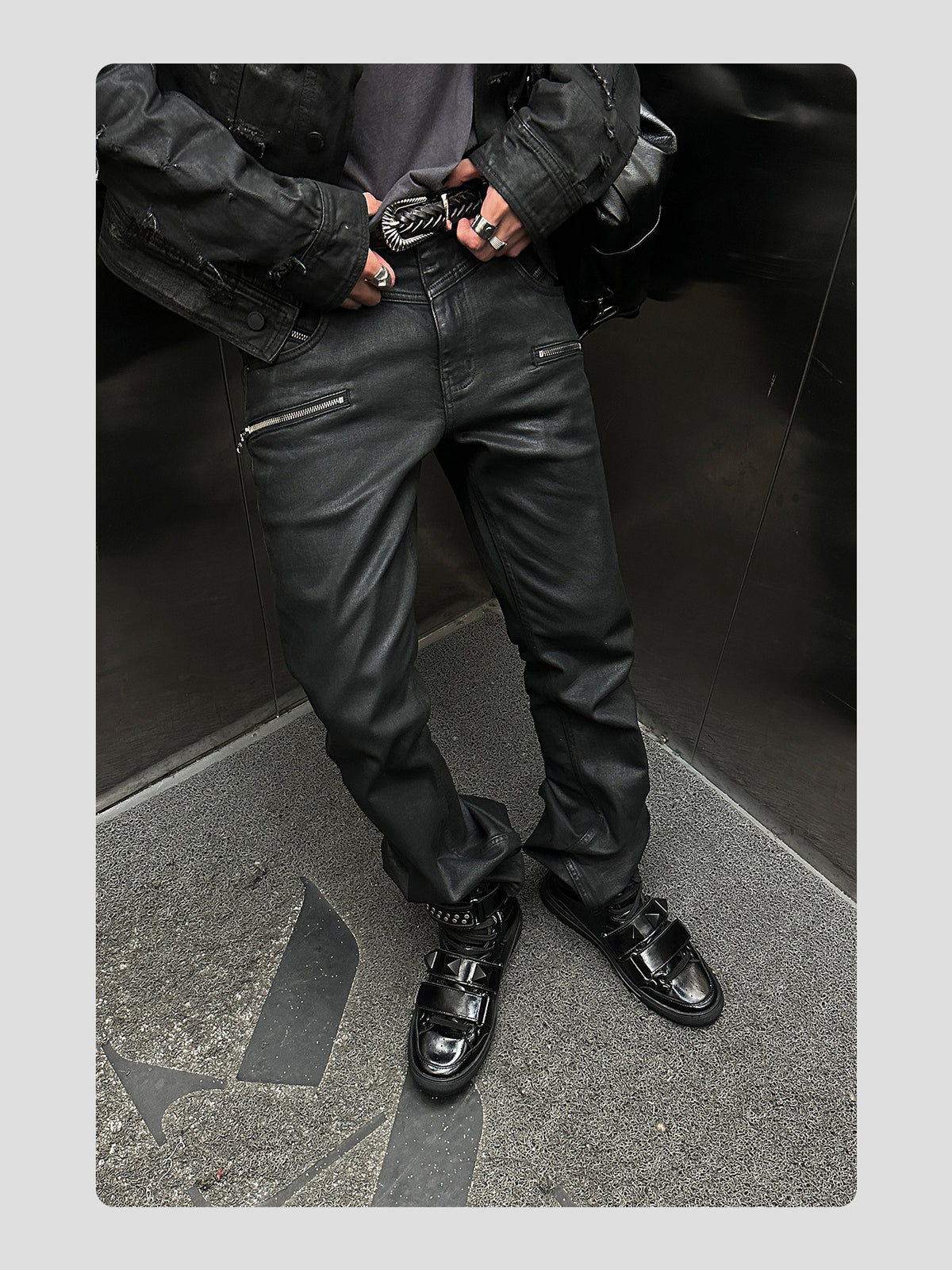 METAL RIVET HIGH TOP SNEAKERS
