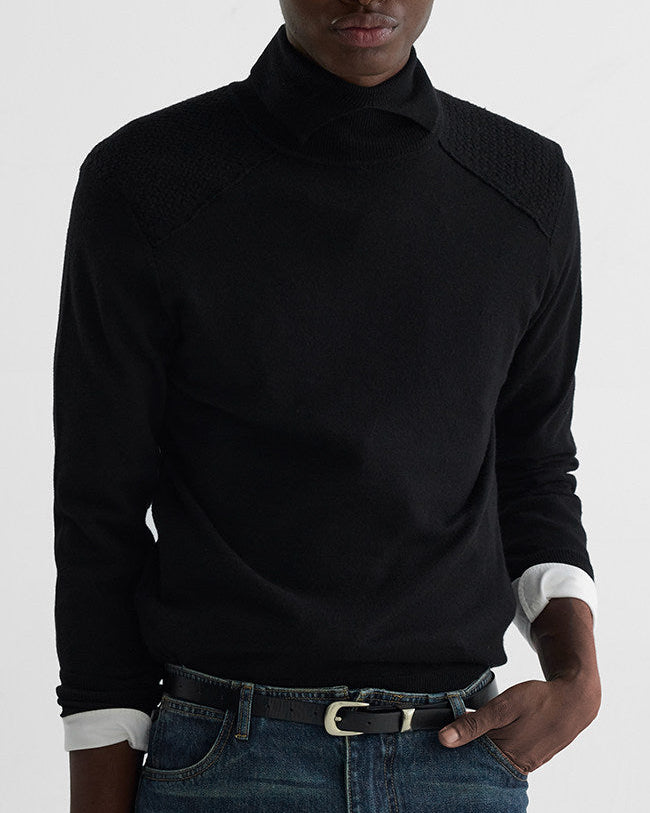 SCULPTURAL W NECK WOOL SWEATER
