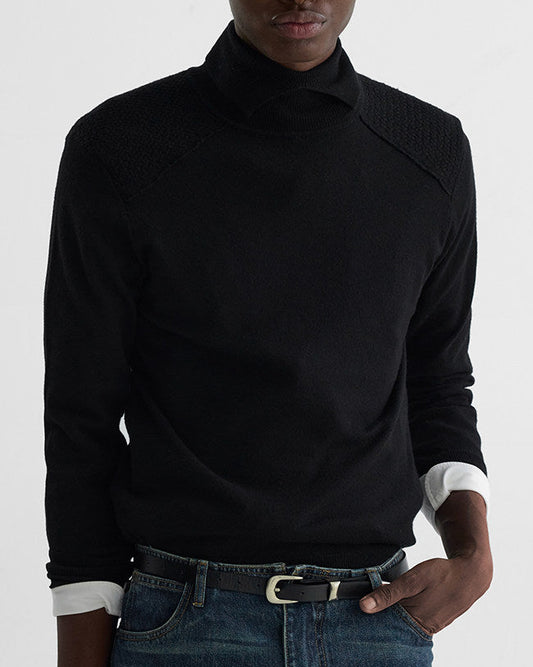 SCULPTURAL W NECK WOOL SWEATER