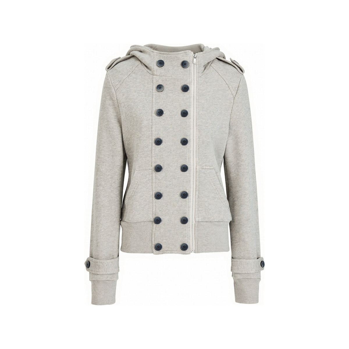 MULTI-BUTTON HOODED CROPPED UTILITY JACKET