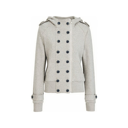 MULTI-BUTTON HOODED CROPPED UTILITY JACKET