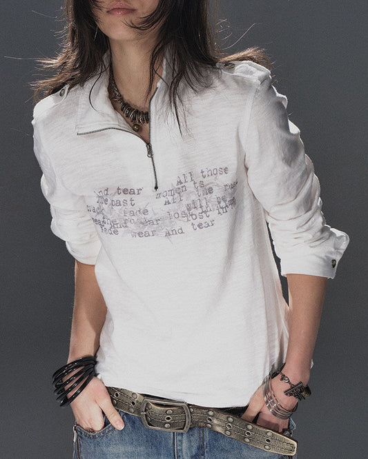 FADED TEXT HIGH NECK TEE