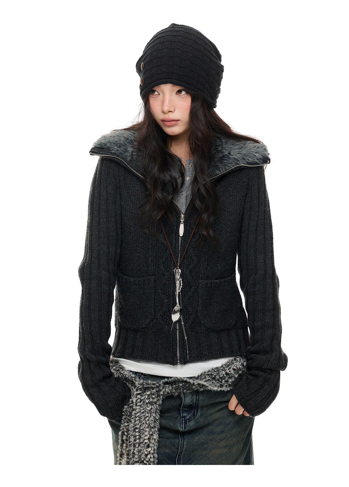 SLIM FIT WOOL LAPEL CARDIGAN