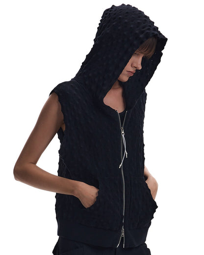 RADIANT BLACK SLEEVELESS CARDIGAN
