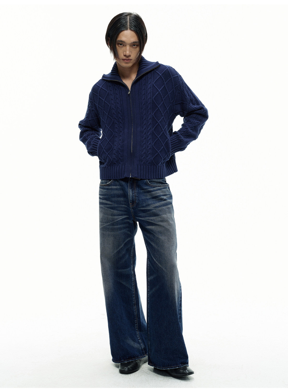 STRAIGHT HIGH OUNCE BLUE DENIM