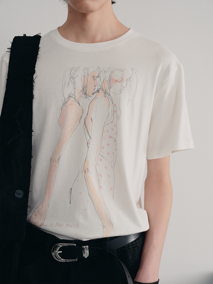 DOUBLE FLOWER PRINTED TEE