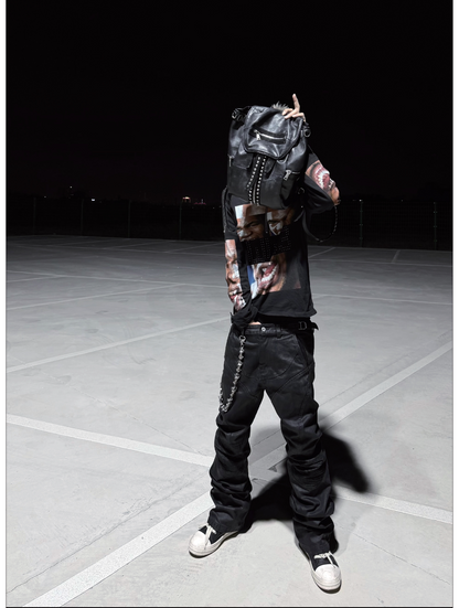 DARK COATED DECONSTRUCTED JEANS