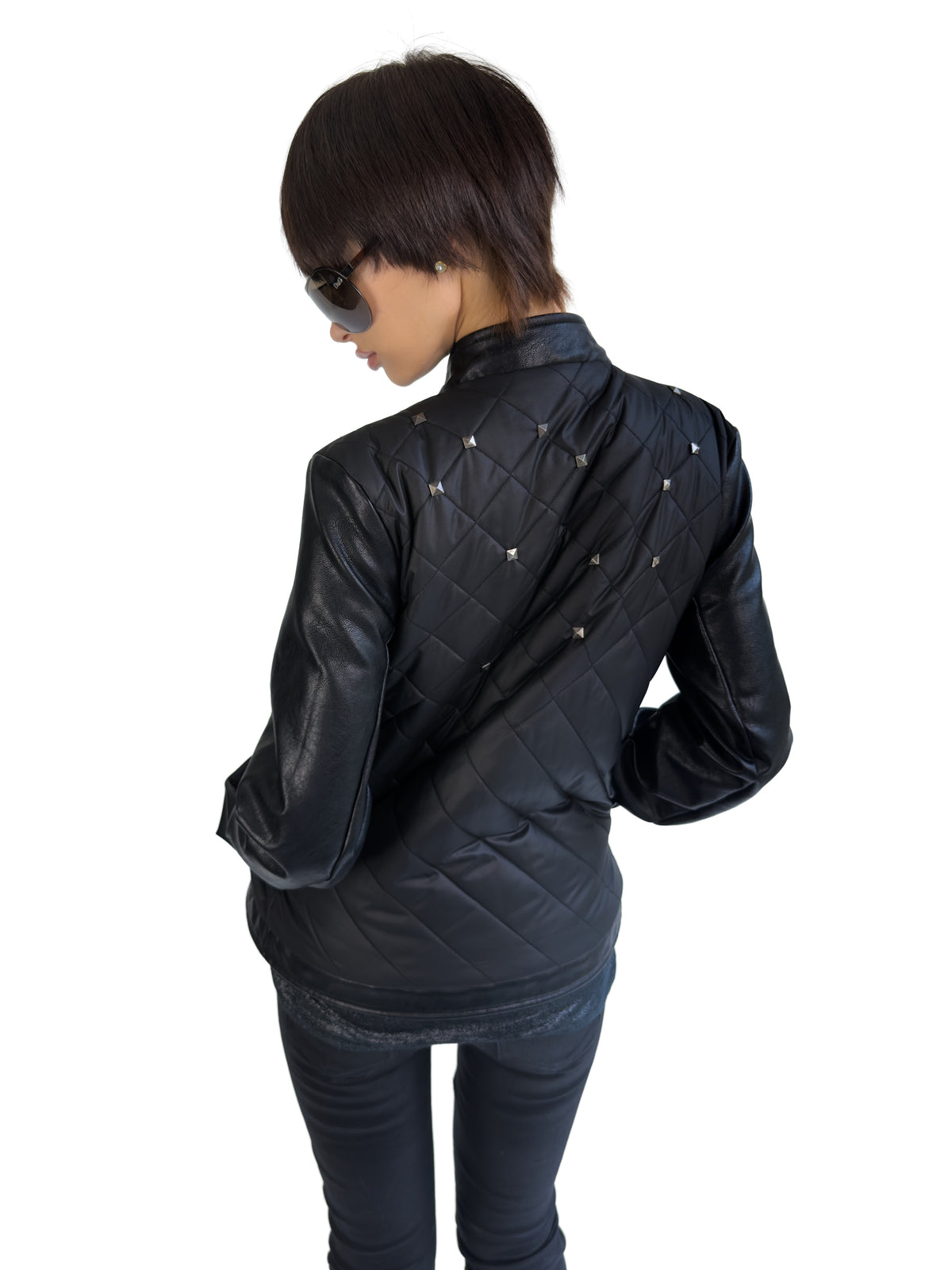 NOIR DIAMOND QUILTED BIKER JACKET