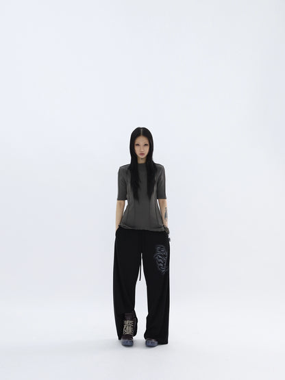 DRAPED CUPRO STRAIGHT PANTS
