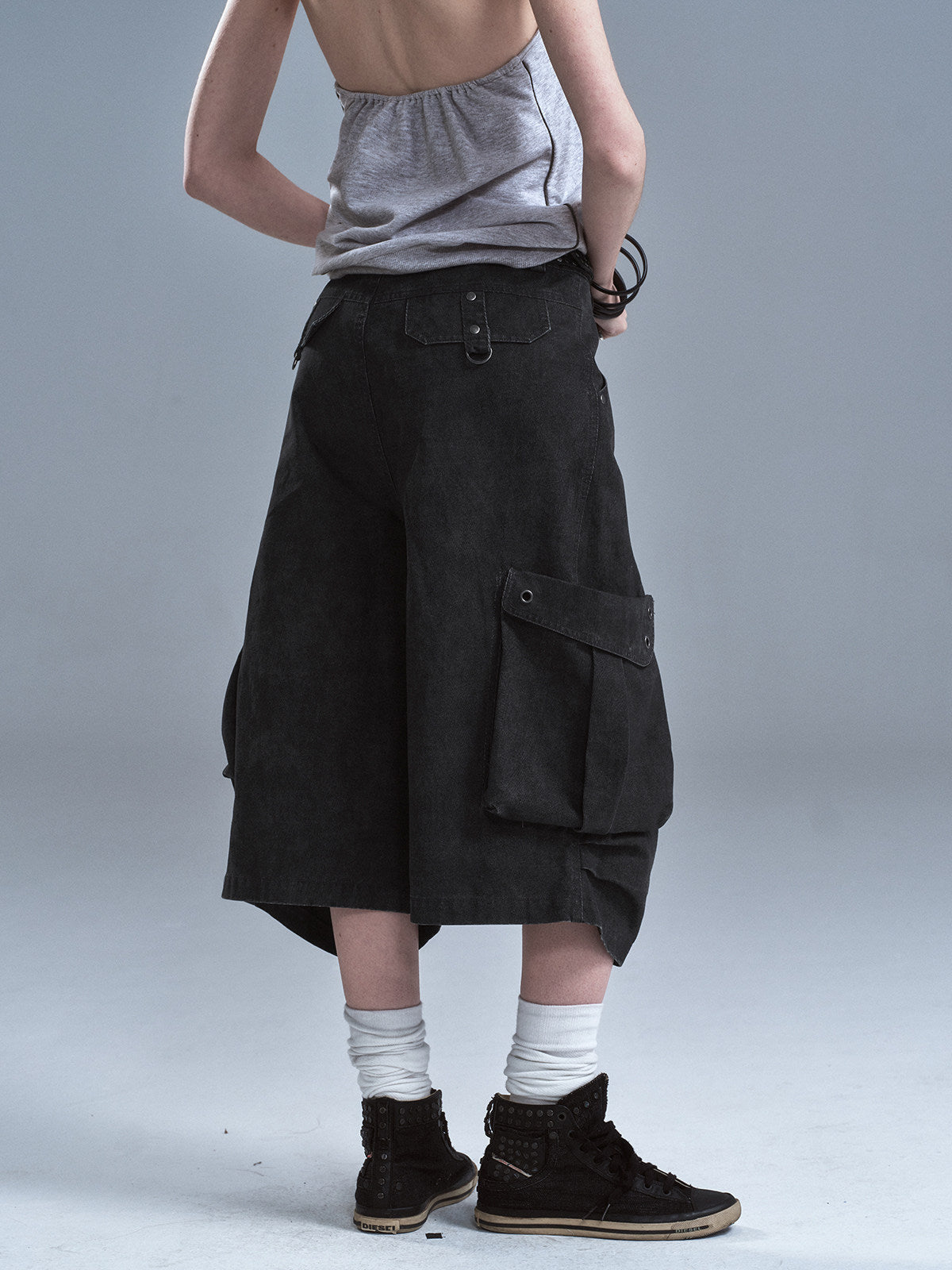 RIVET DETAIL WIDE LEG SHORTS