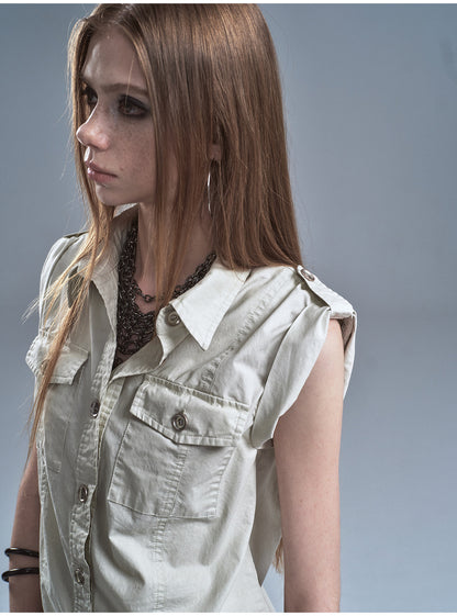 EPAULETTE DOUBLE POCKET SHIRT