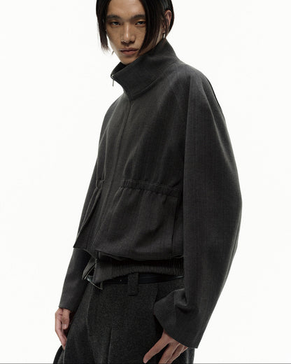 VERTICAL STRIPE WAIST LENGTH JACKET