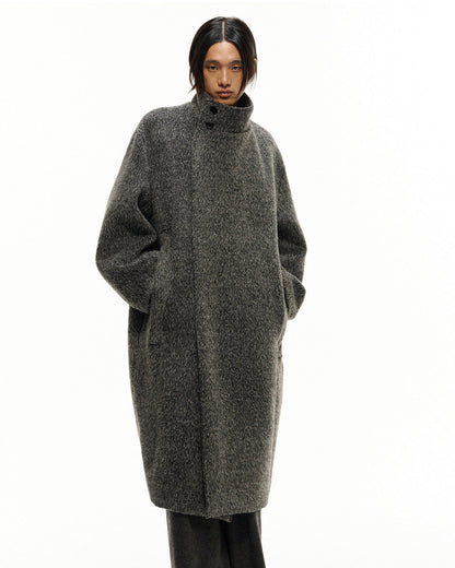 DIAGONAL PLACKET HEAVY WOOL COAT