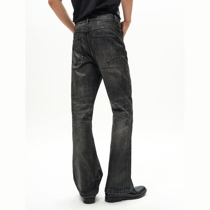 WAXED BLACK GREY BOOTCUT DENIM