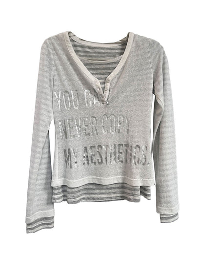 SHEER STRIPED FAUX LAYERED TOP