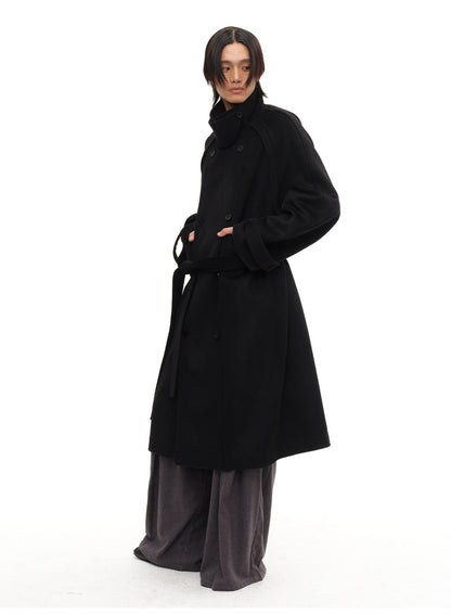 DOUBLE BREASTED RAGLAN WOOL COAT