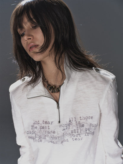 FADED TEXT HIGH NECK TEE