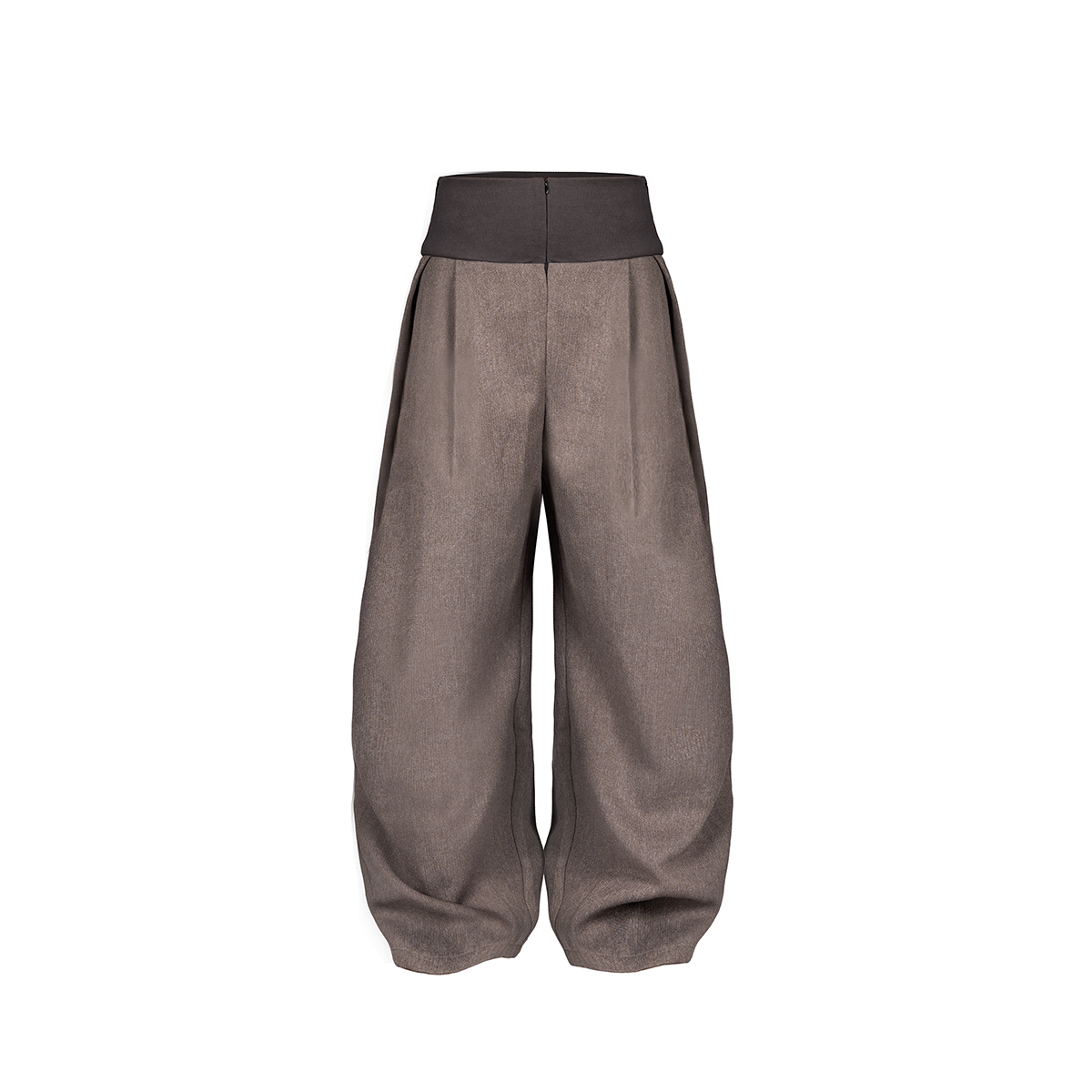 LINEN BROWN HIGH-RISE TROUSERS