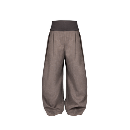 LINEN BROWN HIGH-RISE TROUSERS