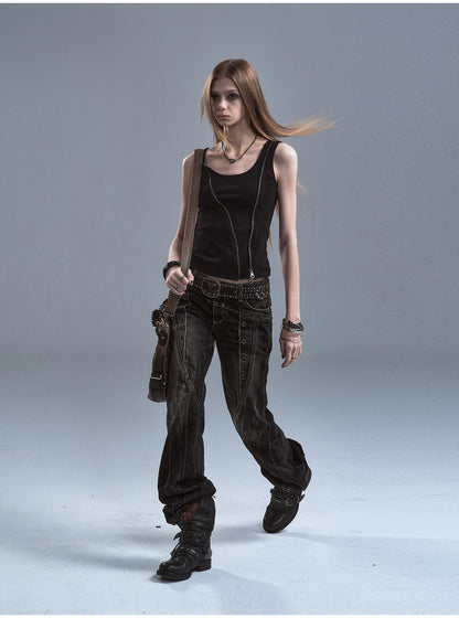 DARK CAMOUFLAGE DOUBLE ZIP TANK