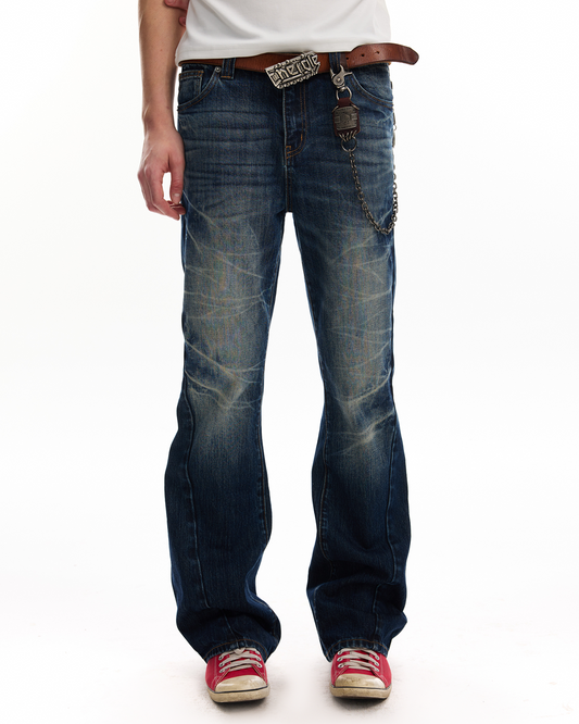 CRACKLE WASHED 13OZ DENIM JEANS