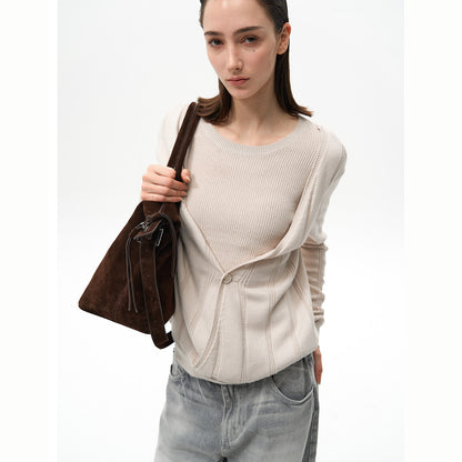IVORY DOUBLE LAYER STRIPE TEE