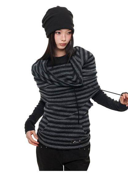 DOUBLE LAYER STRIPED COLLAR TWINSET