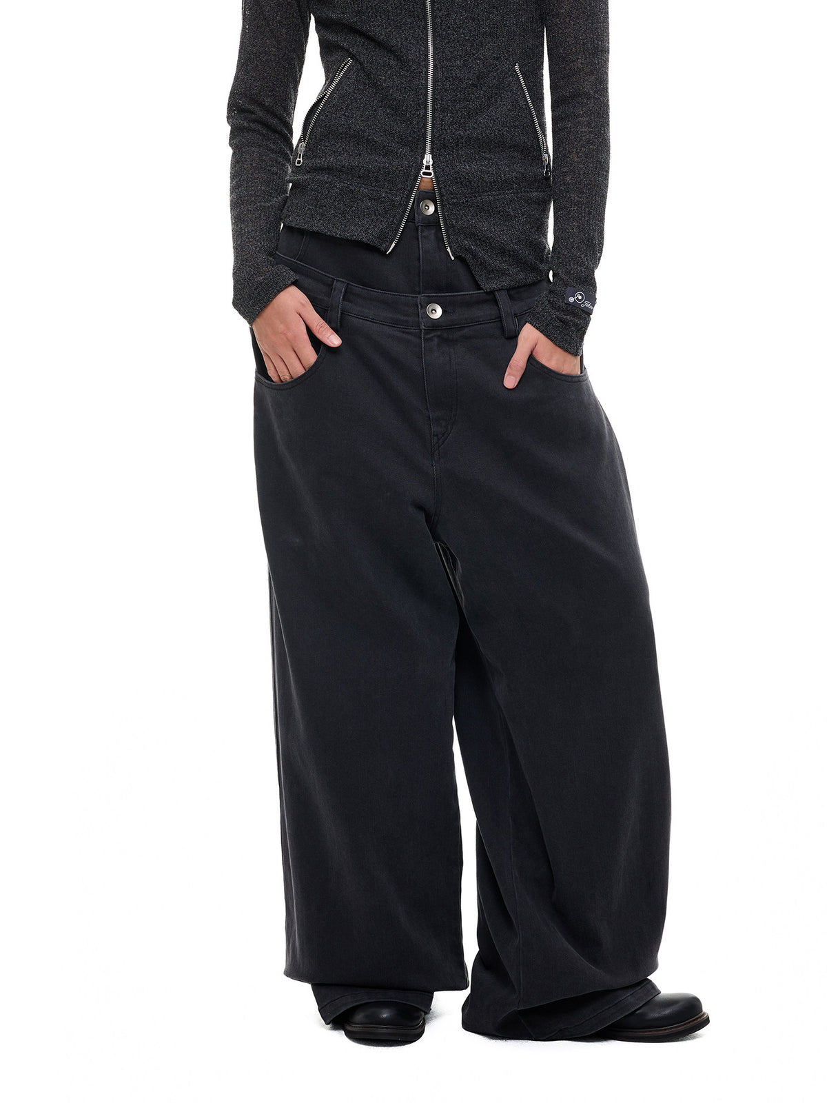 DOUBLE WAIST STRAIGHT CUT JEANS