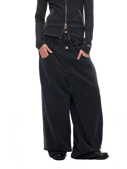 DOUBLE WAIST STRAIGHT CUT JEANS