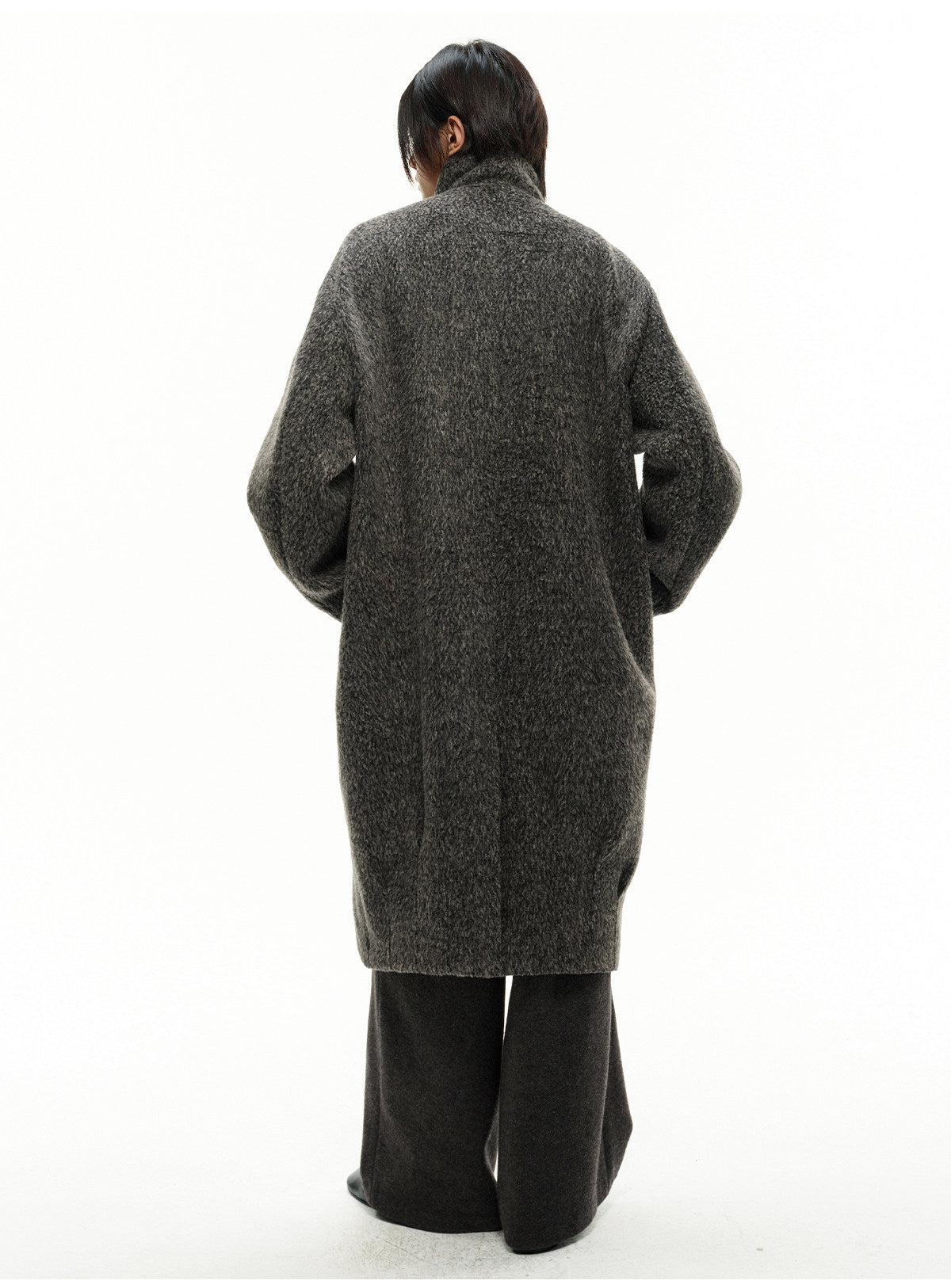 DIAGONAL PLACKET HEAVY WOOL COAT