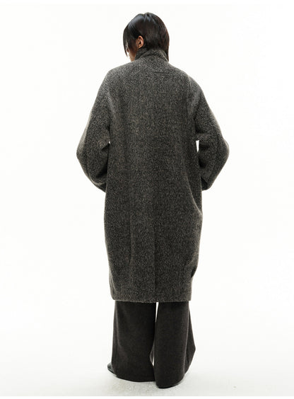 DIAGONAL PLACKET HEAVY WOOL COAT