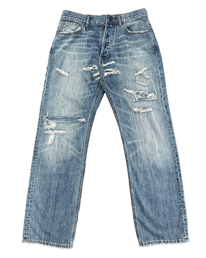 SLASHED DETAIL LOOSE STRAIGHT JEANS