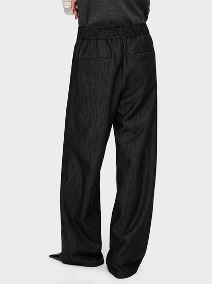 FAUX DENIM LAYERED TAILORED TROUSERS