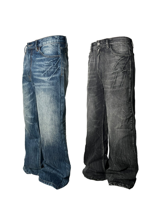 FLASH WHISKER STRAIGHT DENIM JEANS