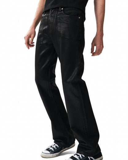 WAX COATED BOOTCUT DENIM JEANS