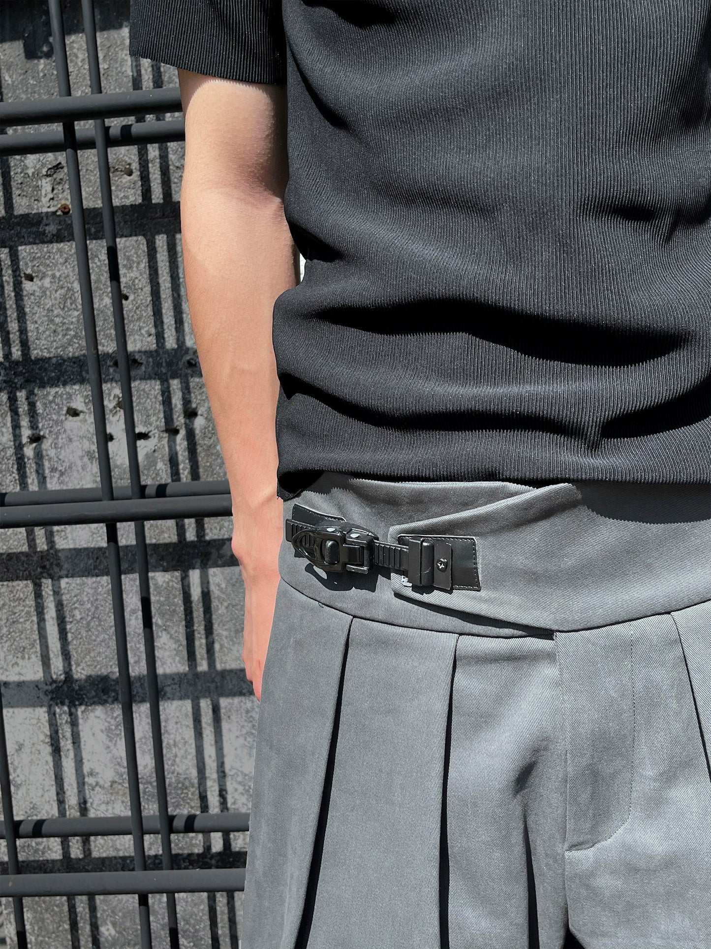 SLIDE BUCKLE'S  GREY PLEATED SLACKS