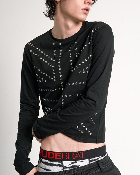 SILVER RIVET FITTED LONG SLEEVE