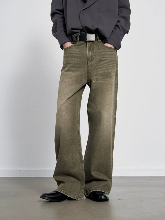SAND BROWN STRAIGHT DENIM PANTS