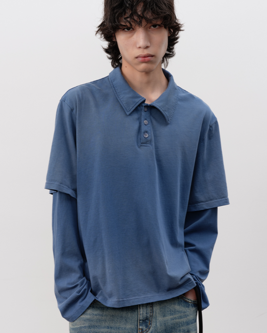 GRADIENT FAKE LAYERED POLO SHIRT