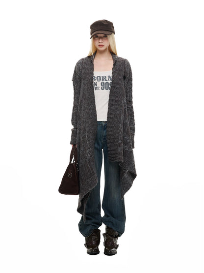 ASH DECONSTRUCTED LONG KNIT CARDIGAN