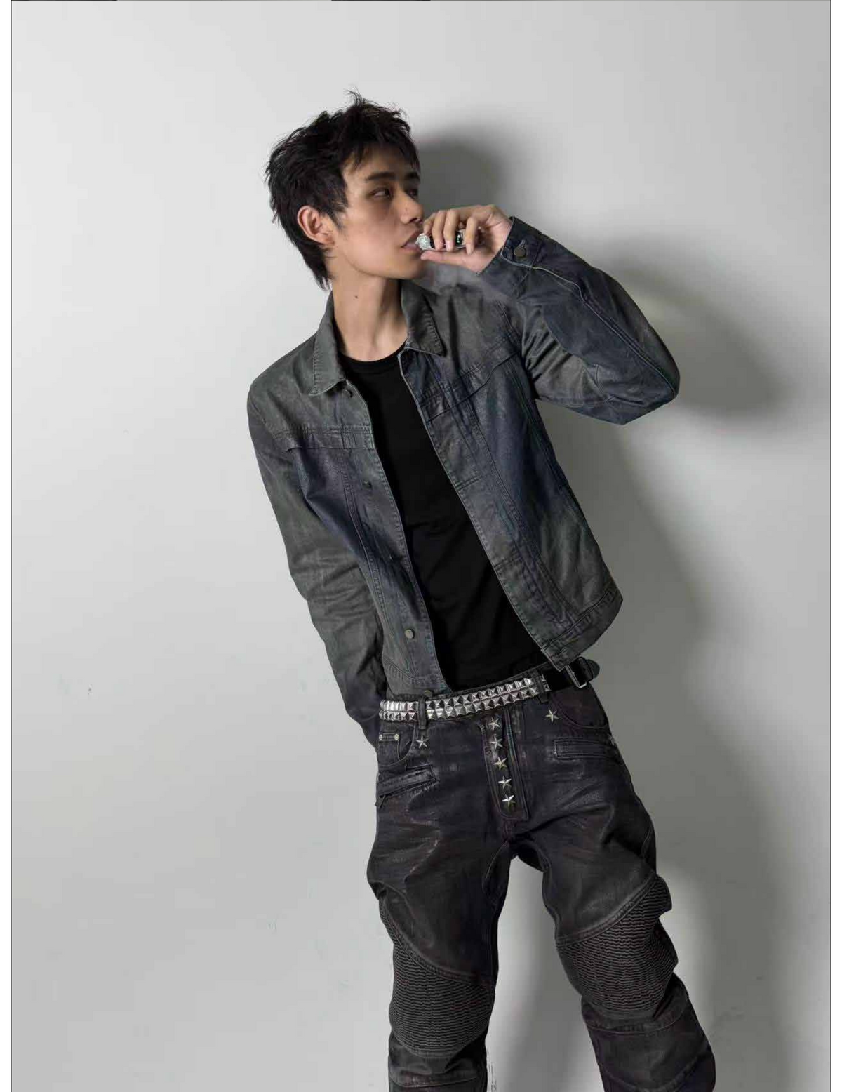 AGED COATED WASH DENIM JACKET