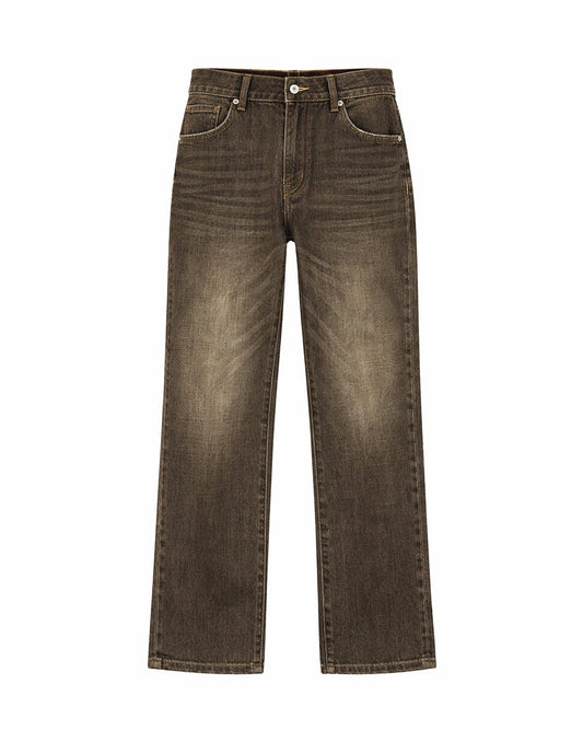 SAND BRONZE LEATHER DENIM PANTS