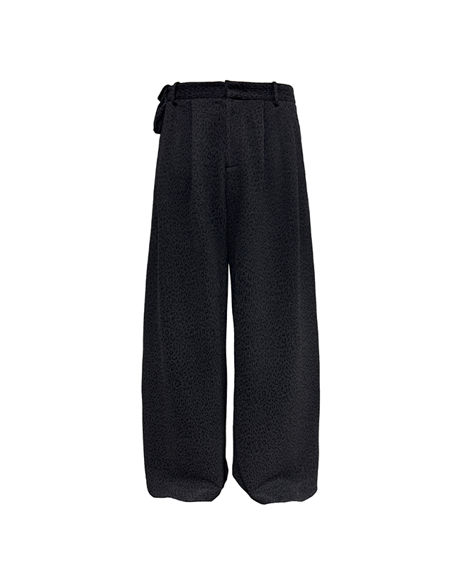 DARK LEOPARD JACQUARD TWILL PANTS