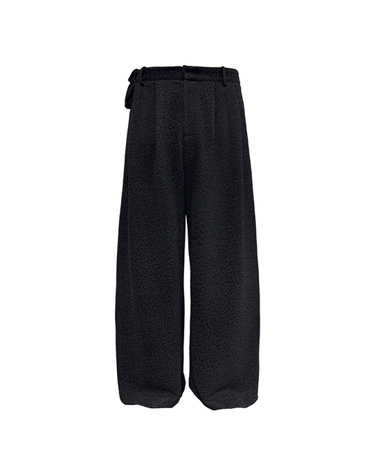 DARK LEOPARD JACQUARD TWILL PANTS