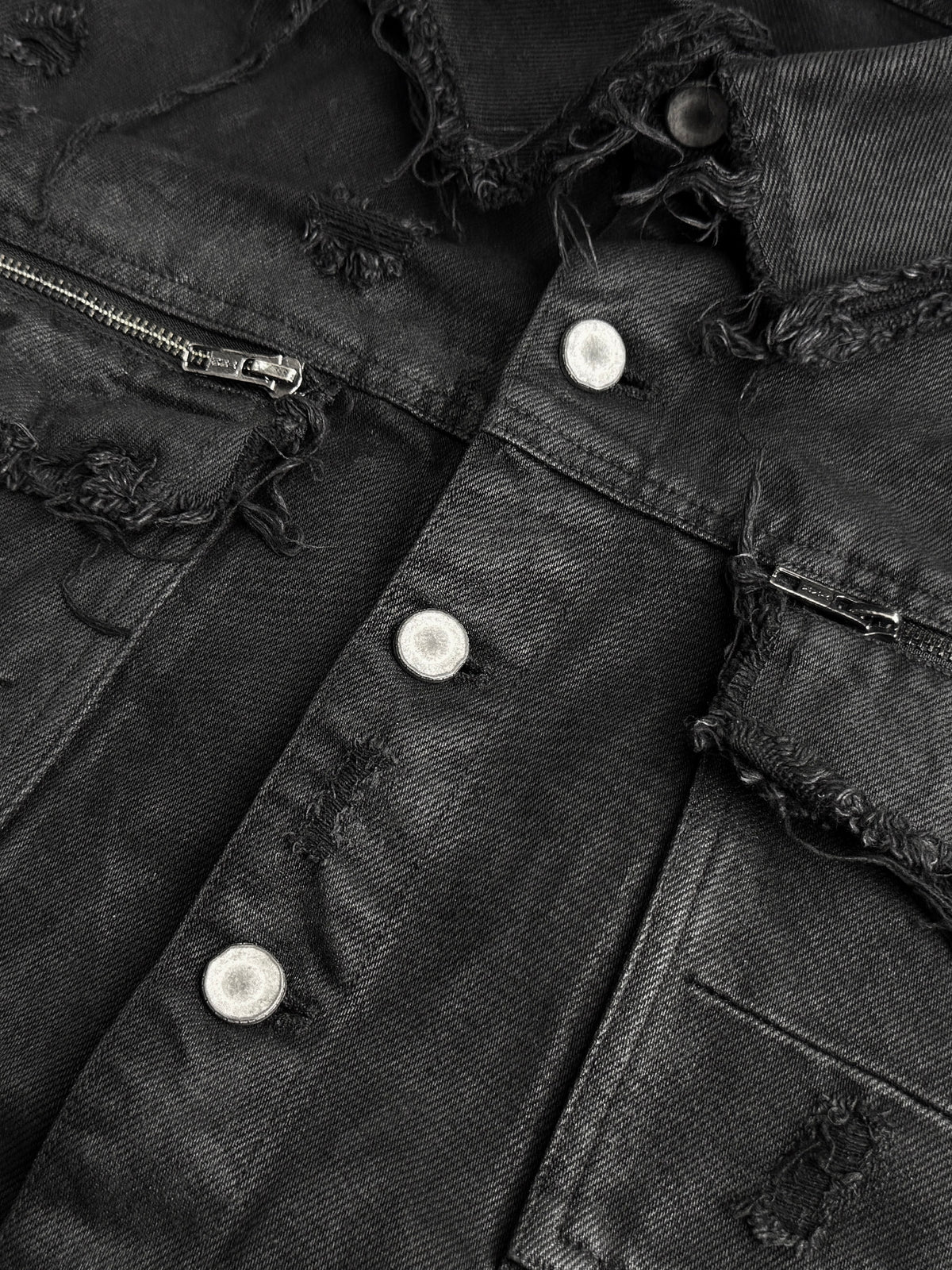 WAXED EROSION DENIM JACKET