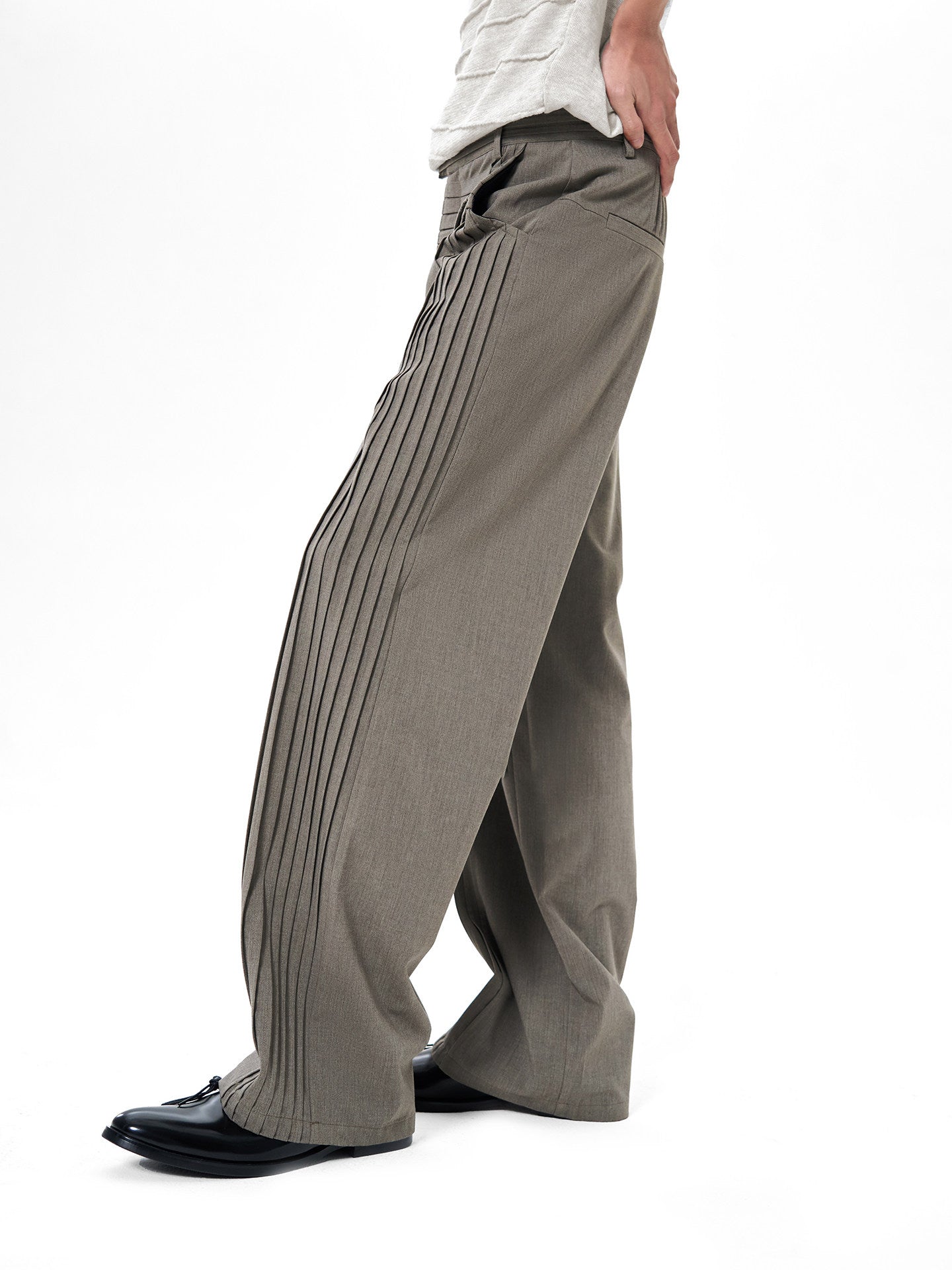 ROCK GREY STRAIGHT LEG TROUSERS