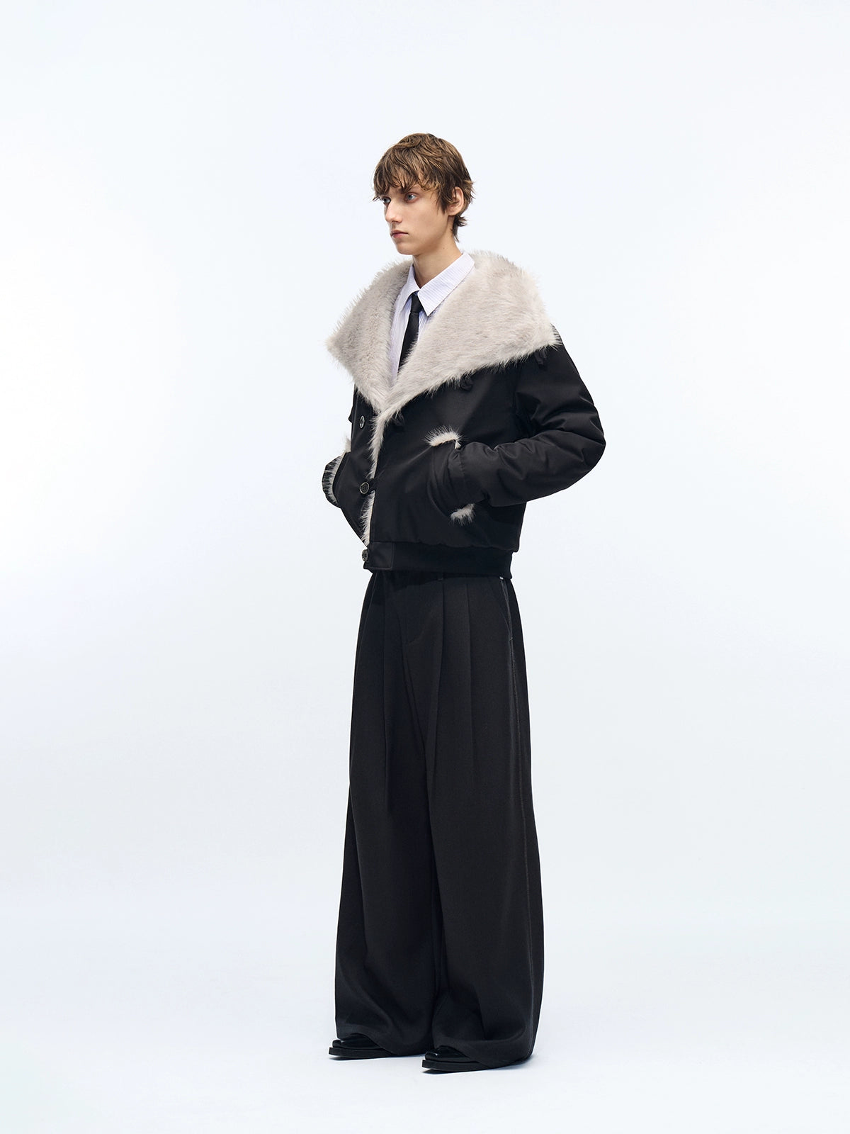 PADDED MINK WOOL BOMBER JACKET