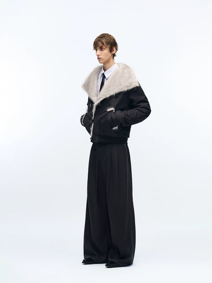 PADDED MINK WOOL BOMBER JACKET